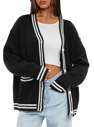 Darong Women Oversized Cardigan Sweater Knit Button Front